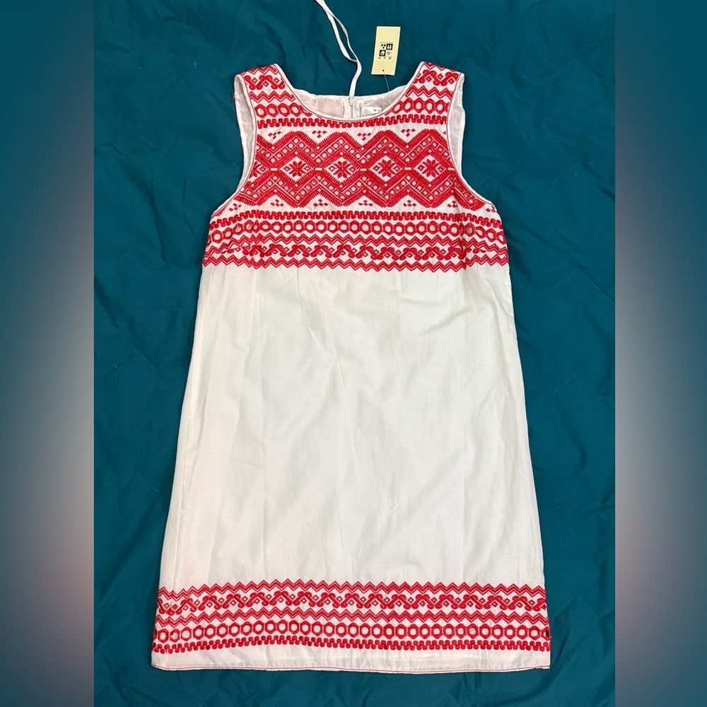 NWT Max Studio Red and White Embroidered Sleeveless Dress Size XL